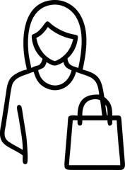 shopper vector icon on white or transparent background. supermarket or grocery icons items Stroke icon collections. Editable Stroke icon collection Outline icon.