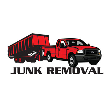 Junk removal, Hauling and Dumpster logo design, Trailer logo