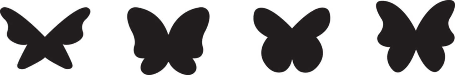 Butterfly icon, butterfly silhouette set, butterfly vector icon set, butterfly Vector illustration Isolated on White Background,Set of silhouette black butterflies on white background.