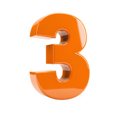 Fototapeta premium Three Dimensional Orange Number Three 3D Rendering