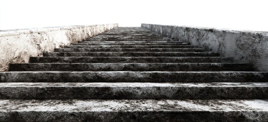 Long stone steps leading upward against a white background.
