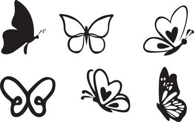 Butterfly icon, butterfly silhouette set, butterfly vector icon set, butterfly Vector illustration Isolated on White Background,Set of silhouette black butterflies on white background.