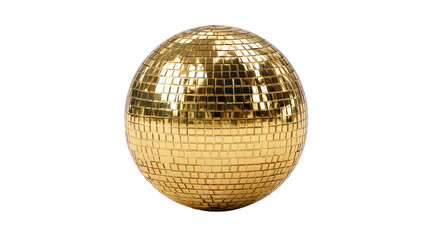 Gold Mirror Ball Object on White Background Reflecting Light