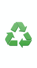 Obraz premium Green recycling symbol with three arrows representing sustainability and environmental conservation