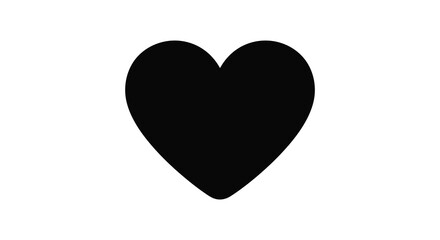 A large black heart shape on a plain white background