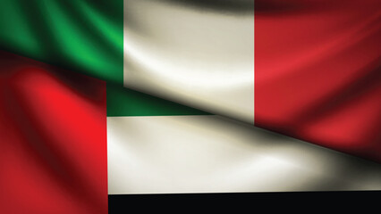 uae and italy flag fusion design