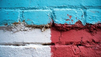 Close-up of a painted brick wall section.