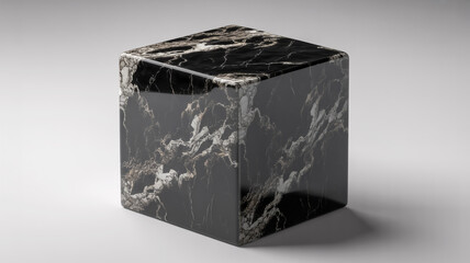 Elegant black marble cube for modern design projects, architectural visualization and product mockups