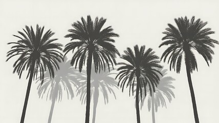 Silhouette of palm trees against white background tropical