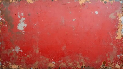 Weathered red metal surface with peeling paint and rust texture background