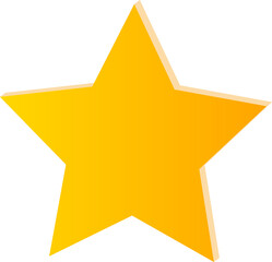 Yellow Gradient 3D Star Icon Isolated on Transparent Background