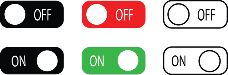 on and off toggle switch button collection,  power switch Modern Devices User Interface,   icons for ui, app, website. vector illustration