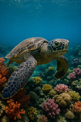 Fototapeta premium Vigilant Sea Turtle