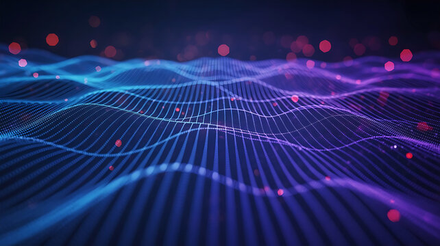 Abstract digital network waveform futuristic technology data flow futuristic blue and purple gradients
