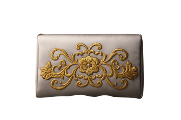 embroided gray clutch
