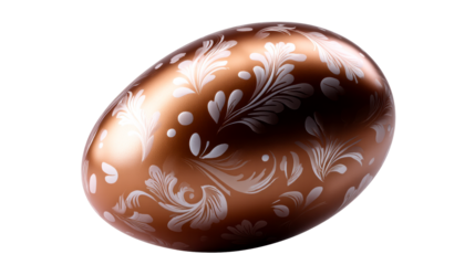 Ornate Copper Easter Egg with Floral Etching Detail