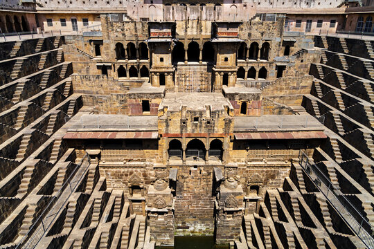 Historical Chand Baori step well in Rajasthan, India