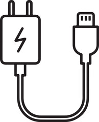 Simple outline icon of a usb charger and cable
