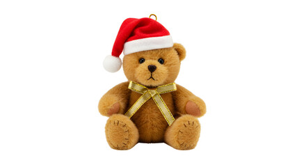 Adorable Christmas Teddy Bear wearing Santa hat, perfect for holiday cards and festive designs