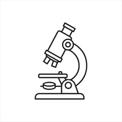 Stylized Microscope Illustration A Symbolic Representation of Scientific Exploration and Discovery with Bold Black Outlines and Simple Design