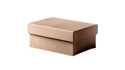 Cardboard box with lid placed on a white surface