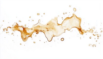 Detailed View Of Coffee Stains On A White Surface - Macro Shot Of Coffee Stains On Pure White Background, Seen Up Close.