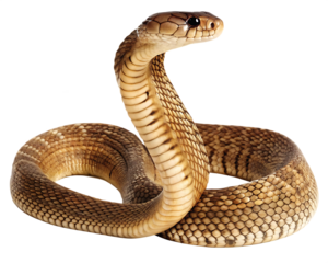 Cobra coiled on white background isolated on a transparent background