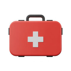 Obraz premium 3d render of red first aid kit isolated on transparent background.