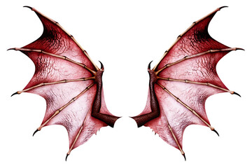 Naklejka premium Crimson dragon wings isolated on a transparent background