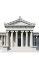 Obraz premium Front view of a majestic classical government building or courthouse with columns isolated on a white background