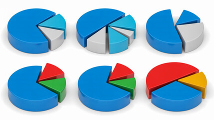 Colorful wooden pie chart segments representing data visualization and business analysis