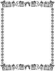 Coquette School Supplies Frame PNG. Back to School Border Clipart. Girly Pink Doodle Frame. Digital Download for Kids Scrapbook Journal Worksheet invitation card