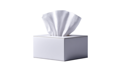 White tissue box with protruding textured paper sheet