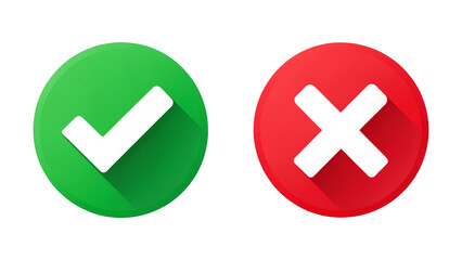 Obraz premium Checkmark and Cross Mark Flat PNG on White Background