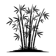 Obraz premium Bamboo Forest Silhouette Graphic Design Element for Asian Inspired Backgrounds and Minimalist Art Projects Nature and Zen Design Illustration