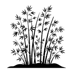 Obraz premium Elegant bamboo grove silhouette against a white background creating a peaceful and serene scene perfect for design and decoration projects