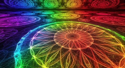 Colorful Abstract Fractal Art with Geometric Patterns