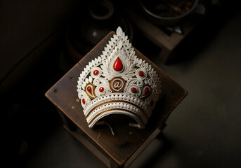 Shola crown ornament used for decorating Durga idol