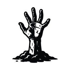 Creepy Zombie Hand Reaching from the Ground A Spooky Halloween Graphic
