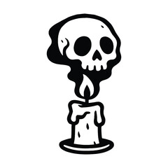 Macabre Meld Skull and Candle A Symbol of Mortality and Ephemeral Existence in Graphic Black and White