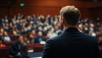 Continuous Engagement Of The Audience At The Conference Hall: Public Speaker Providing Instructions And Lectures In Front Of Attendees.
