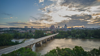The Gervais Street bridge leading into Downtown Columbia South Carolina Early in the Morning © kmlPhoto