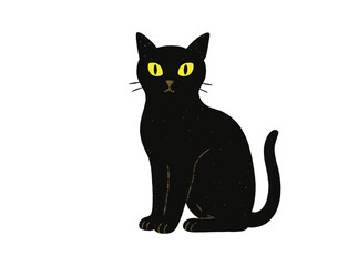 Elegant Black Cat with Piercing Yellow Eyes A Classic Halloween Image with a Hint of Mystery