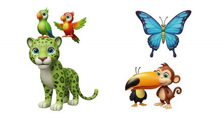 Cartoon animals set illustration