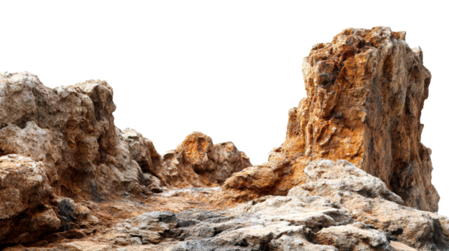 Jagged weathered rock formations with rough textured surfaces