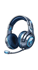 Sleek and modern illustrated gaming headphones with an attached microphone, showcasing futuristic design and advanced audio equipment concepts
