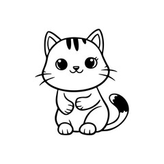 Cute cartoon cat character in a playful pose illustrated with simple lines