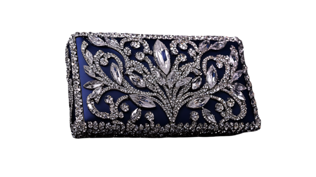 black  purse with stone work isolated