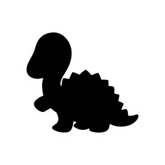 Stylized silhouette of a playful dinosaur character designed for childrens illustrations or educational materials
