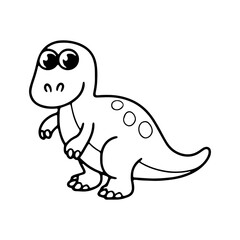 Cartoon dinosaur character with big eyes standing playfully on a white background ideal for coloring fun or educational activities